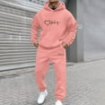 thumbnail image 3 of Afuyipoi Men Valentine Outfit Sets, Elastic Waist Tracksuit Two - Piece Long Sleeve Pullover Hooded Set Pink S, 3 of 7