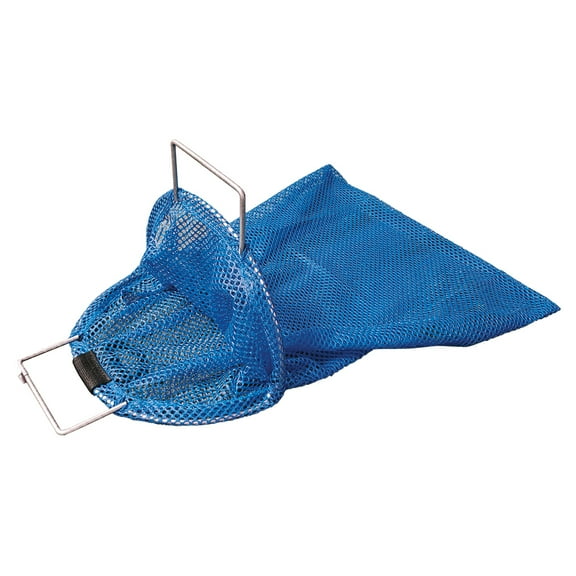 24x28 Large Galvanized Wire Handle Mesh Catch Bag with D-Ring, Blue