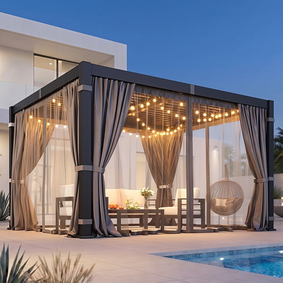 Heynemo 10' x 12' Aluminum Louvered Pergola with Adjustable Roof for Patio, Deck and Garden, Elegance Outdoor Shade