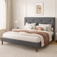thumbnail image 2 of Frostbloom Full Size Linen Upholstered Platform Bed Frame with Adjustable Headboard, Gray, 2 of 8