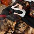 thumbnail image 4 of Feelyou Couple Lion Twin Bedding Sets 7-Piece, Romantic Wildlife Bedding Comforter Set, Valentines Day Red Rose Reversible Sheet Sets, Super Cozy Room Decor, 4 of 7