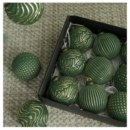 Antique Christmas Balls 8cm Decorative Hanging Ornaments for Tree Decoration Holiday Season and New Year Festive Indoor Arrangements Ihhxbz | Green