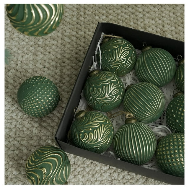 Bolas Navideñas Antiguas de 8 Cm, Adorno Decorativo, Material Pvc Verde, 1 Unidad - Decoración Navideña Colorida con Alegres Diseños | Tamaño: 8 Cm (3,15 Pulgadas) - Ideal para Navidad, Acción de Gra
