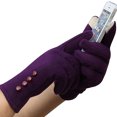 thumbnail image 2 of SPRING PARK 1 Pair Women Solid Color Elegant Button Decor Warm Soft Windproof Winter Gloves Xmas Gift, 2 of 7