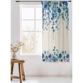 thumbnail image 3 of Sheer Curtains 63 Inch Length, Spring Blue Floral Semi Sheer Curtains Light Filtering Window Treatment, Farmhouse Weeping Floral Leaves Burlap Privacy Voile Drapes for Living Room Bedroom 52x63 Inch, 3 of 7