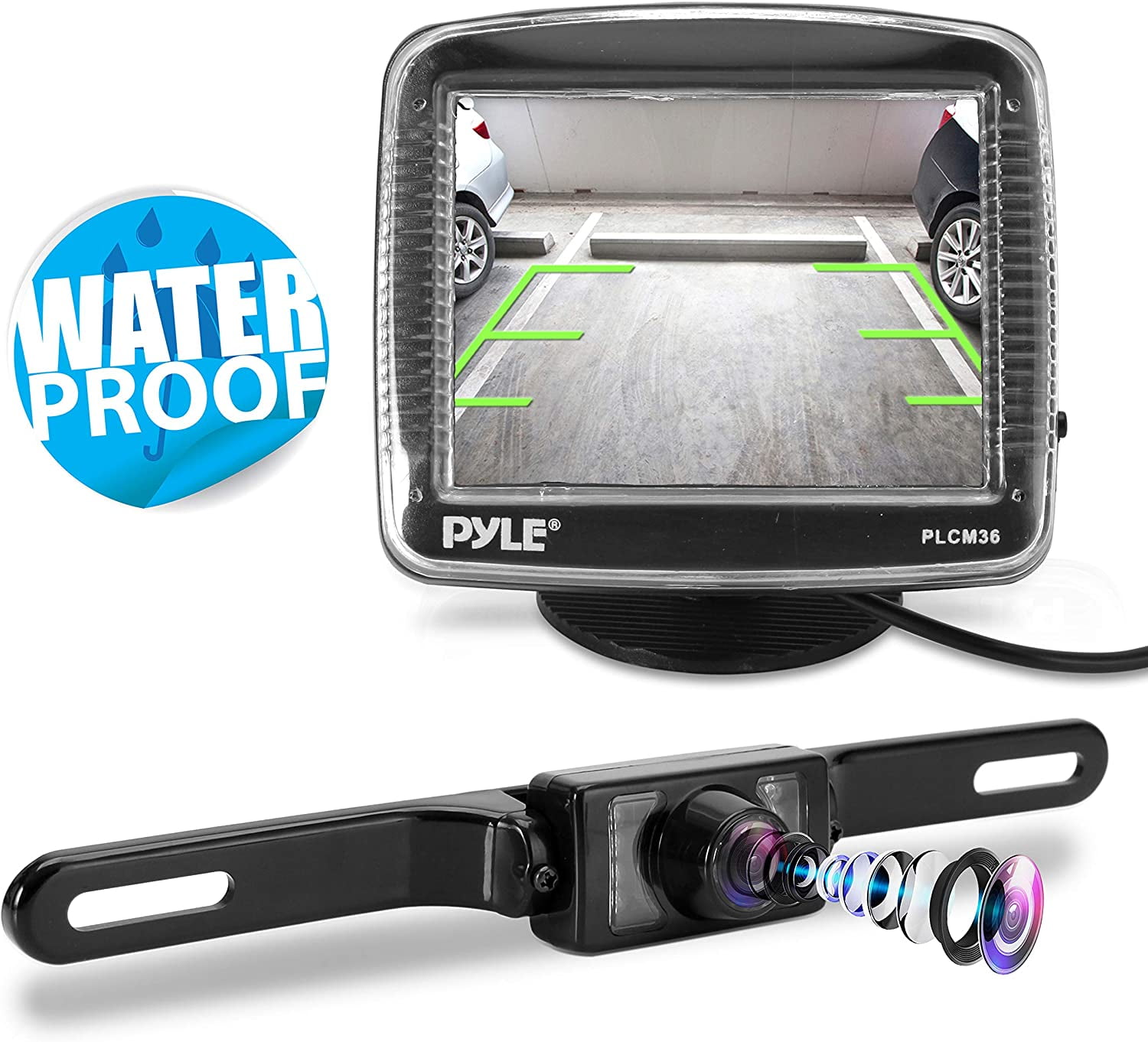 Pyle Backup Rear View Car Camera Monitor Screen System Kit Parking