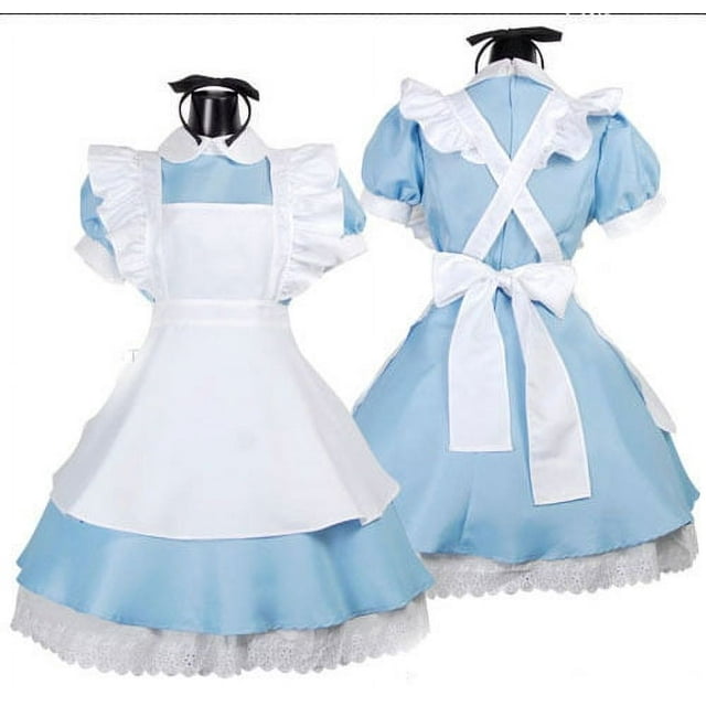 País de las maravillas de fantasía de Alicia * traje de mucama lolita de tono azul claro cosplay traje de mucama de mujer