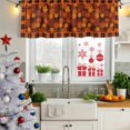 thumbnail image 5 of Orange Maple Leaves Fall Curtain Valances for Windows, Kitchen Valance Window Treatments Panel 2 Pack, Thanksgiving Orange Buffalo Plaid Rod Pocket Short Curtains for Bathroom Bedroom 54 x 18 Inch, 5 of 8