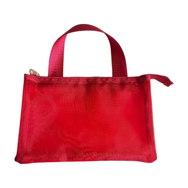 Neceser de viaje de malla con organizador portátil de malla de nailon para cosméticos y artículos de aseo. Bolsa de almacenamiento de secado rápido para la playa, el gimnasio o para viajes.