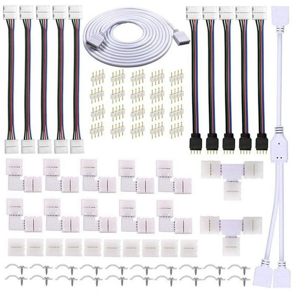ckepdyeh LED Strip Connector Kit for 5050 10mm 4Pin RGB LED Strip,2 Way Splitter,DIY Accessories for RGB LED Strip Connection LED Strip Connector