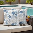 thumbnail image 2 of Outdoor Pillow Covers 24x24 Set of 2, Blue Beige Coastal Waterproof Patio Throw Pillow Covers for Couch Sofa Chair, Summer Beach Starfish Coral Nautical Decorative Pillowcases for Throw Pillows, 2 of 9