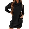 thumbnail image 5 of Vestidos Cuello con capucha Sudadera con capucha para mujer Vestido de sudadera ligero y cálido de manga larga, 5 of 5