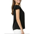 thumbnail image 3 of DARING DIVA Women's V Neck Casual Solid Cap Blouse Top XL Black, 3 of 5