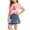 Pink, variant on Amidoa Girls Summer 2 Piece Outfits Cute Floral Short Sleeve and Elastic Waist Denim Skirt Kids Clothing Set Green Size 4T