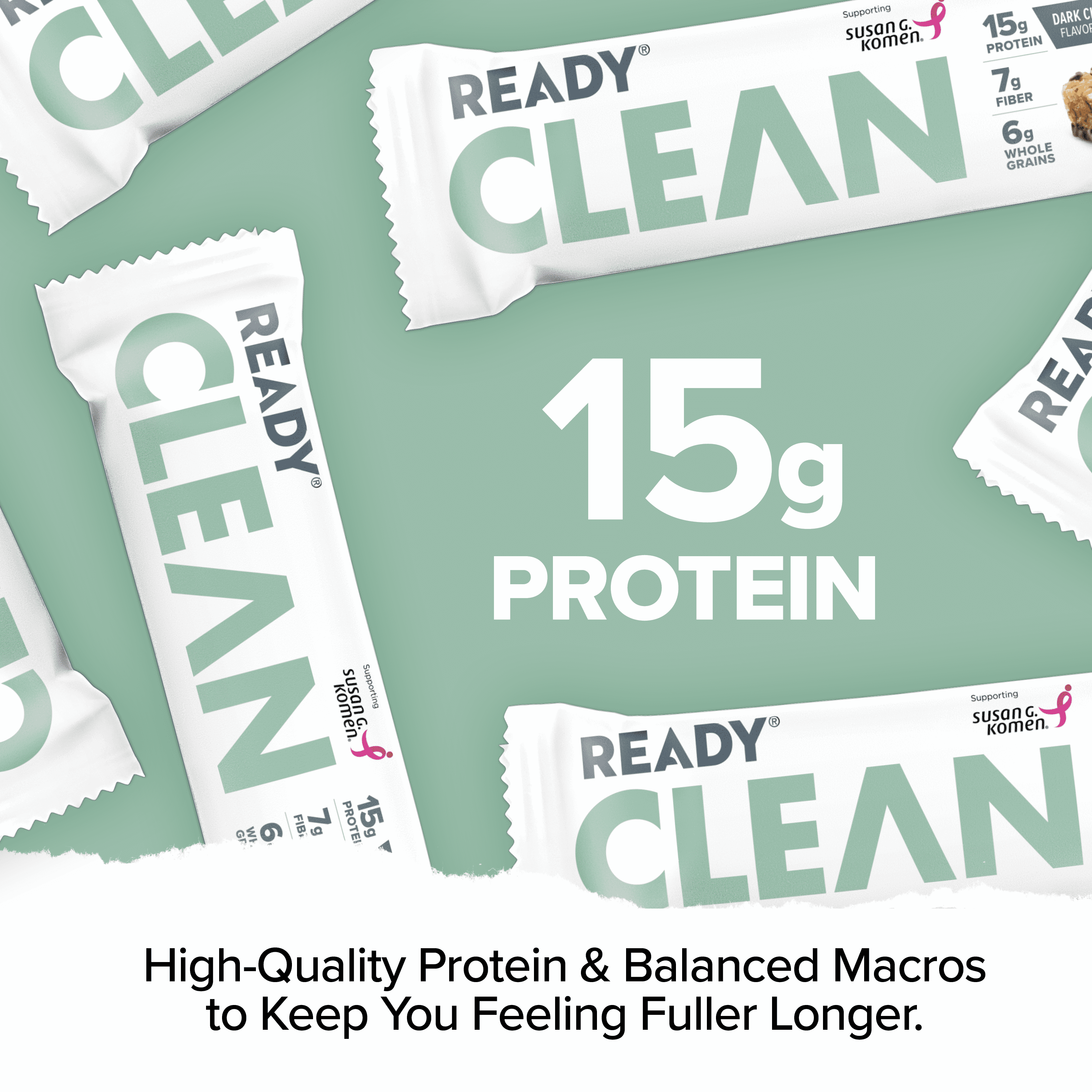 (6 pack) Ready Nutrition Dark Chocolate Sea Salt Clean Protein Bar, 5 Count