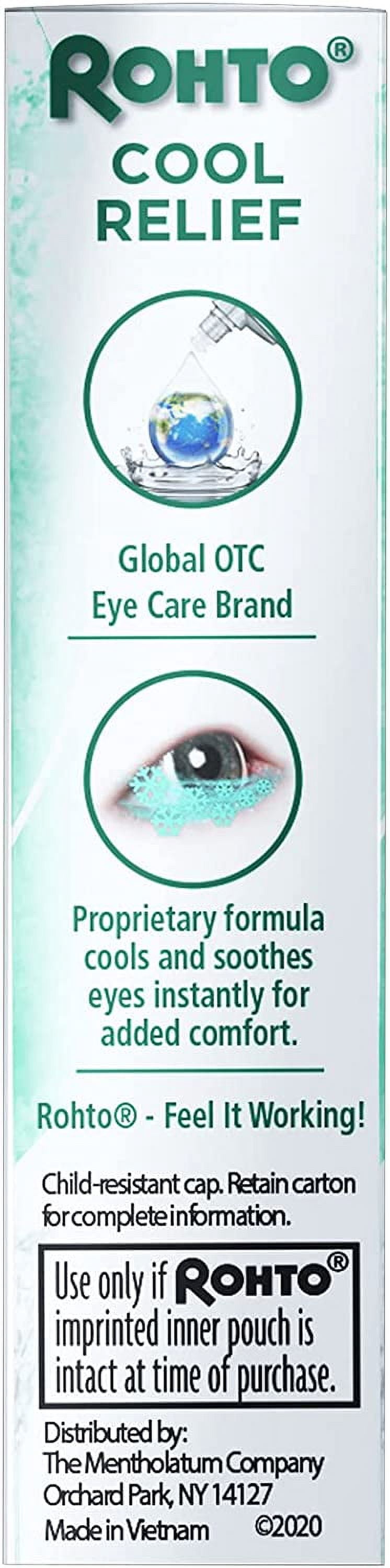 Rohto Cool Relief Cooling Eye Drops, Redness Reliever & Lubricant, Fast Acting, 0.4 fl oz (Pack Of 3)