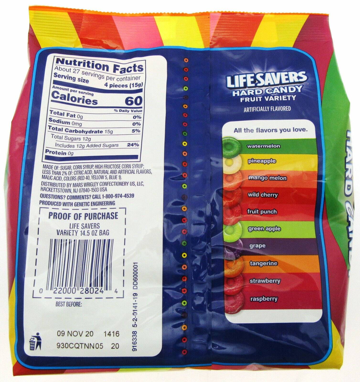 Lifesavers Fruit Variety 10 Flavor Individually Wrapped Hard Candy  14.5oz Bag