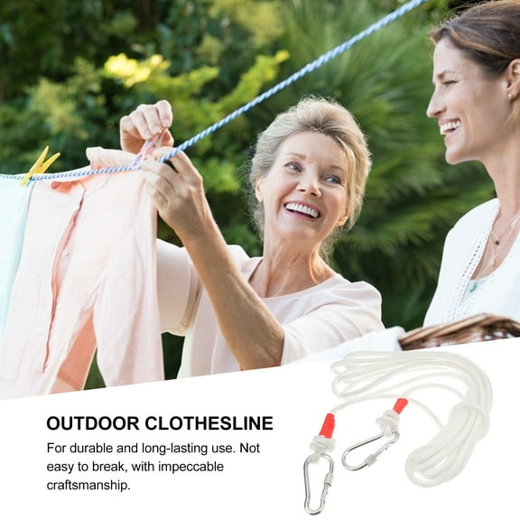 Yuangui 5M/6MM Travel Adjustable Clothesline Portable Clothes Drying Rope for Indoor Outdoor Camping (White)