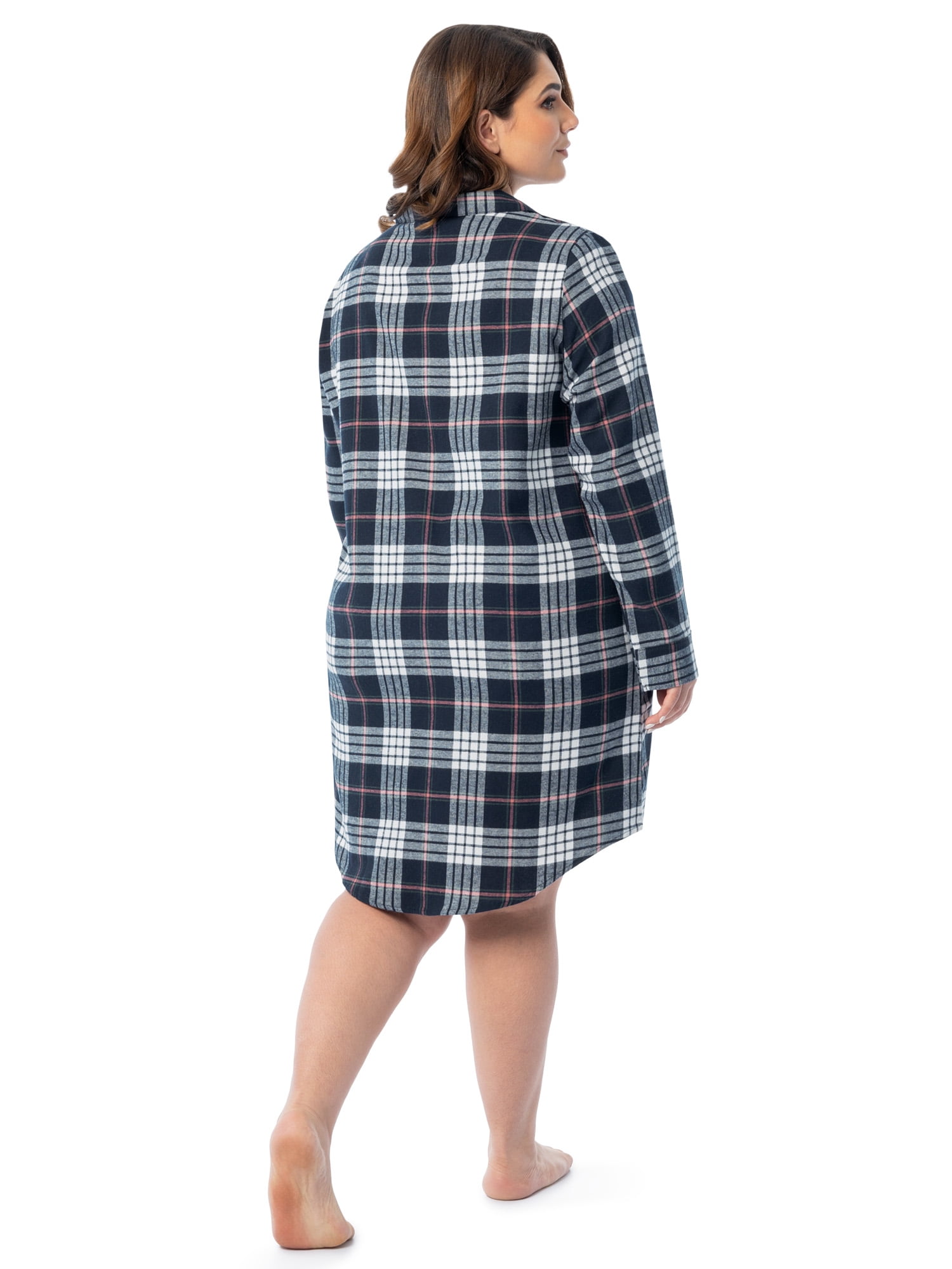 Fruit of the Loom Women's Beyond Soft Long Sleeve Button Down Flannel Sleepshirt, Sizes S-4X