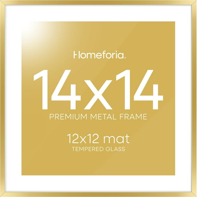 Marco de fotos Homeforia Gold Metal 14x14 con vidrio templado