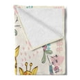 thumbnail image 2 of Giraffe Soft Flannel Fleece Throw Blanket, Cartoon Mom and Animal Surrounded by Floral Ornaments Heart Shapes Flowers, Cozy Plush for Indoor and Outdoor Use, 70" x 90", Multicolor, by Ambesonne, 2 of 5