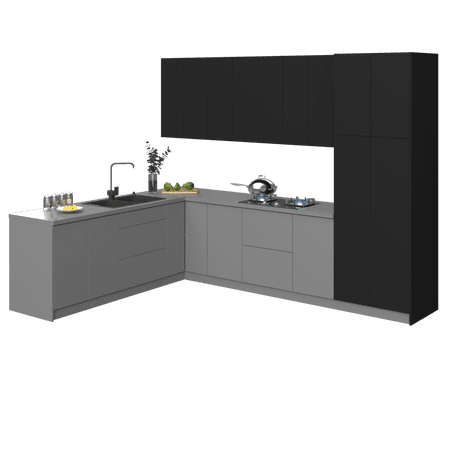 Kitchen Harmony Collection Gray & Black Color Base Size 8x10Ft Wide