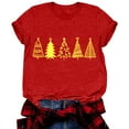 thumbnail image 2 of PMUYBHF Femme TG Rouge 4 Juillet Débardeur en Coton Femmes Coupe Ample Col Rond Femmes Noël Mode Décontractée Imprimé Arbres de Noël Manches Courtes Col Rond T-Shirt Ample Blouse Hauts, 2 of 5