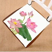 HATIART Beautiful Pink Lotus Flower Bouquet Isolated On White Chair Pad Seat Cushion Chair Cushion Floor Cushion Two Sides Printing 18x18 Inch