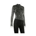 thumbnail image 6 of Aunavey Women's Long Sleeve Rhinestone Rave Crop Top Diamond Sheer Mesh See Through T Shirt Clubwear, 6 of 8