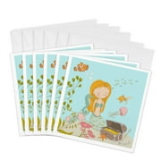 3dRose, Ocean Fairy Underwater Illustration for Kids - Mermaid Dreams, 6 Greeting Cards with envelopes