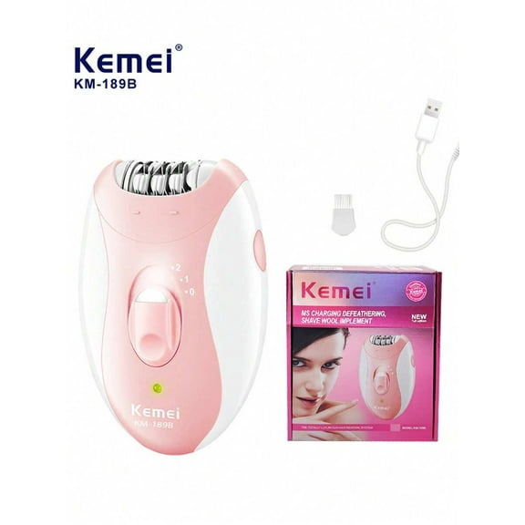 Kemei Kemei Brand KM-189B Hair Remover Women's Underarm Remover Electric Epilator For Lady USB Rechargeable Cordless Women Hair Trimmer For Armpit, Leg, Private Part Hair Remove Machine