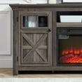 thumbnail image 2 of 60" Farmhouse Fireplace TV Stand for TVs up to 70 inch, Entertainment Center with 20" Electric Fireplace,Rustic TV with Glass Barn Doors for Living Room, Adjustable Shelf, 2 of 6