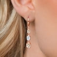 thumbnail image 3 of Gem Stone King 18K Rose Gold Plated Silver Peach Morganite 3 Stone Dangle Earrings for Women (4.80 Cttw, Gemstone October Birthstone, Oval 8X6MM, 7X5MM and 6X4MM), 3 of 6