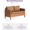 thumbnail image 2 of LAZZO 51" Modern Loveseat Sofa, 2-Seater Linen Fabric Couch for Bedroom & Office, Brown, 2 of 9