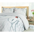 thumbnail image 5 of Ambesonne Black White Duvet Cover Sets, Woods Bullfinches, 2-King, Pale Grey White, 5 of 7