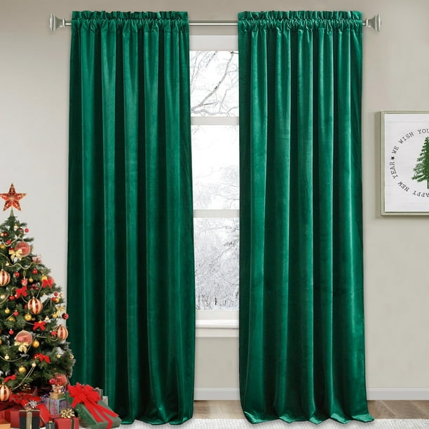 Cortinas RYB HOME de terciopelo verde esmeralda, 213 x 213 cm, 2 paneles