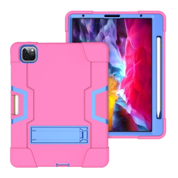Golden Sheeps Compatible foriPad Pro 11" 2020/2018 Impact Hybrid Drop Proof Armor Defender Full-Body Protection Case Convertible Built in Stand (Pink Blue)