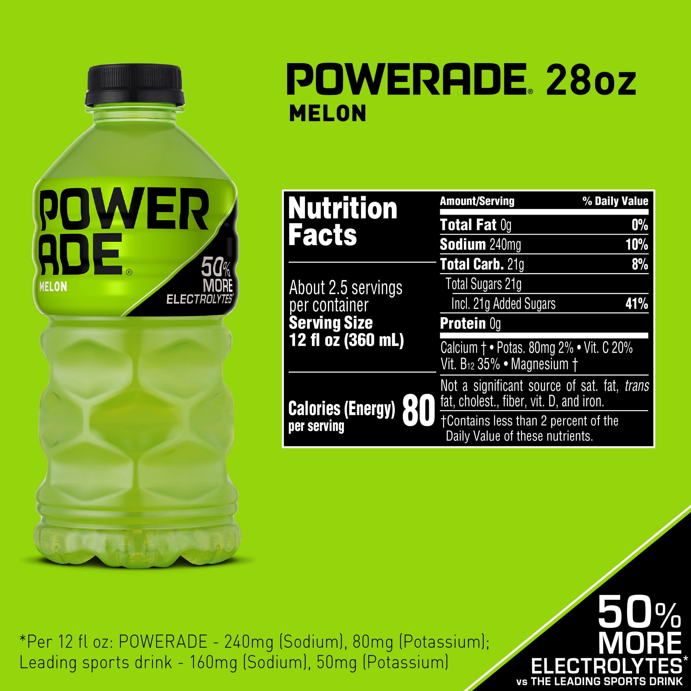 POWERADE Melon Electrolyte Sports Drink Bottle, 28 fl oz