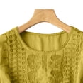 thumbnail image 4 of Endives Women's Embroidered Tops Solid Color Pleated Cotton Linen Shirts Blouse Spring Summer, 4 of 6