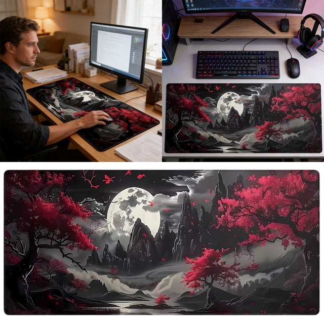 Extended Gaming Pad With Rubber Base Large Desk Mat For Computer Keyboard And Control