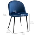 thumbnail image 3 of HOMCOM Dining Chairs Set of 4, Velvet-touch Upholstery Side Chair, Blue, 3 of 9