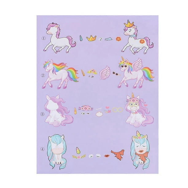 Environmentally Protective Unicorn Stickers For Kids Party Favor Fun Craft Project 21x14.5cm Multi 25 Sheets