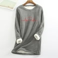 thumbnail image 3 of Tbopshirt Womens Hoodless Sweatshirts,Plus Size Essential Crewneck Sweatshirts Christmas Women's Round Neck Pocket Thickened Plush Warm Long Sleeve Tops, 3 of 4