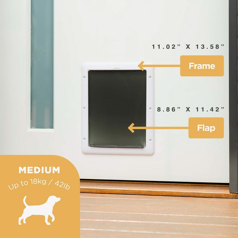 Hakuna Pets White Essential Medium Pet Door for Screens Doors Walls up to 2.76 Thick for Dogs and Cats up to 42 lbs Walmart
