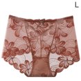 thumbnail image 1 of Bragas de encaje Mujeres Sexy Hollow Seamless Briefs Cintura media Levantamiento de cadera Ropa interior transpirable, Marrón, L seitruly AP001201-22B, 1 of 7