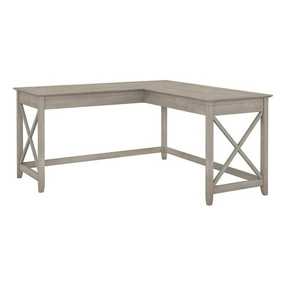 Atlin Designs 60" L-Shaped Engineered Wood Desk in Washed Gray