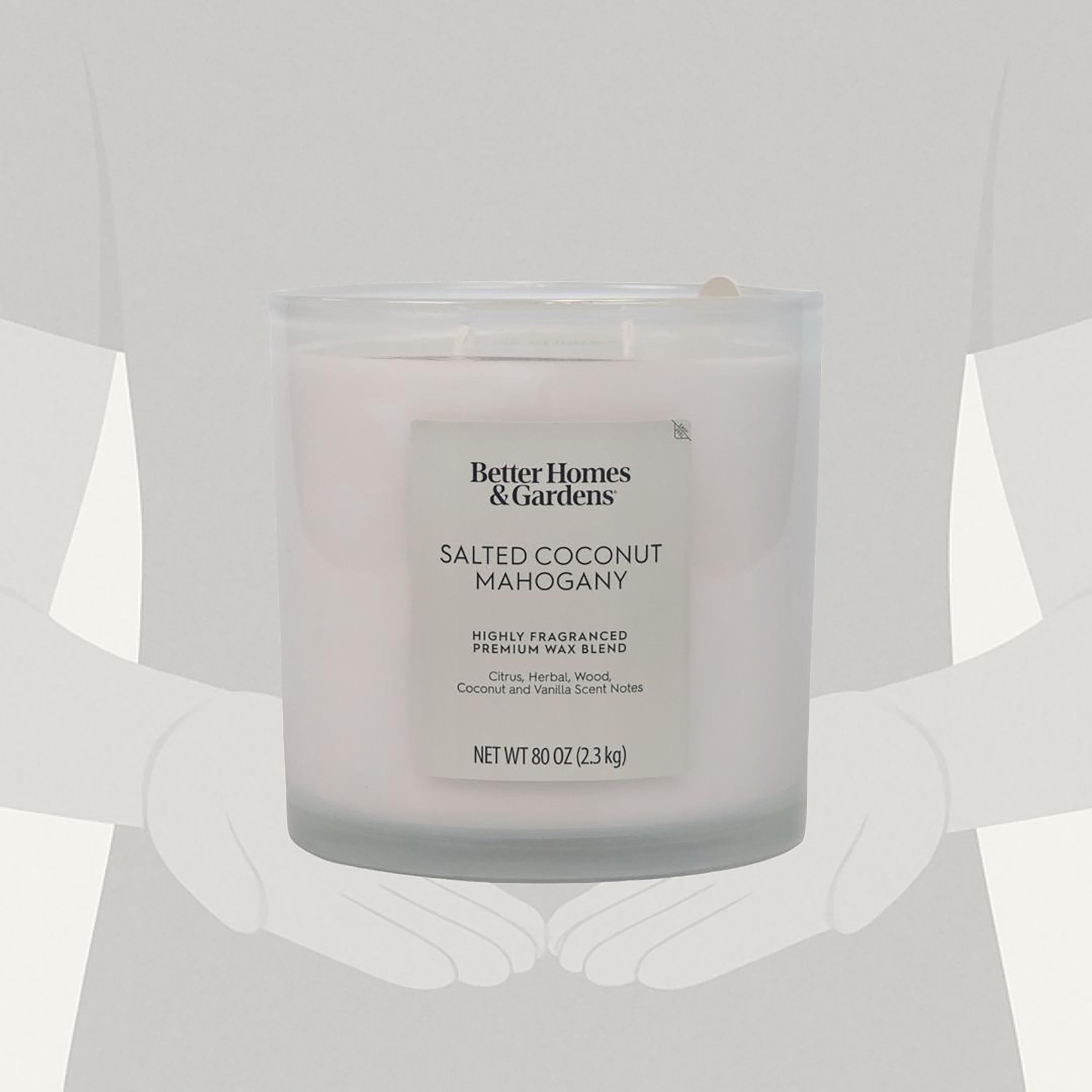 Better Homes & Gardens Salted Coconut Mahogany Scented 4-Wick Large Oversized Jar Candle 80oz.