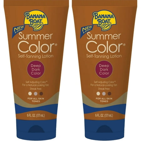 2 Pack Banana Boat Summer Color Self-Tanning Lotion, Deep Dark Color 6oz (Best Rated Self Tanning Lotion)