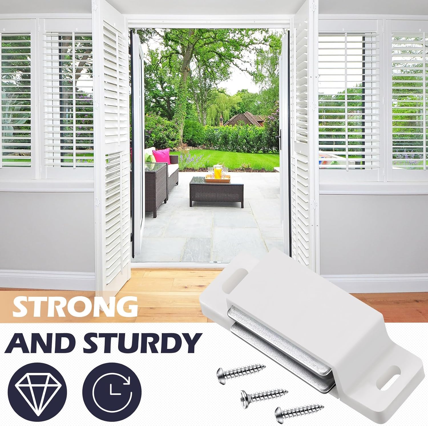 24 Pack Cabinet Magnets Magnetic Door Catch 15lb Single Zinc Cabinet Magnets Catch with Strong Magnetic for Kitchen Closures Cupboard Wardrobe Closet Drawer Latch Door Closer (White)
