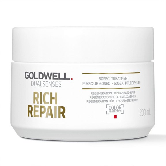 6.7 oz , Goldwell DualSenses Rich Repair 60sec Treatment , Hair Beauty Product - Pack of 1 w/ Sleek Pin Comb